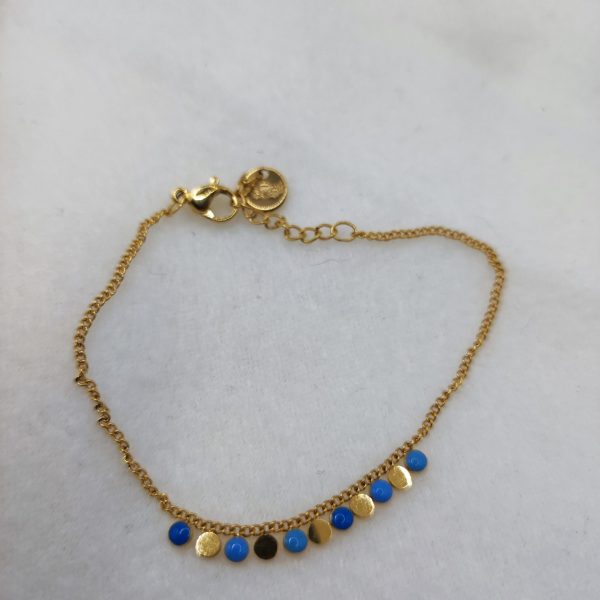Bracelet en acier inoxydable doré et bleu