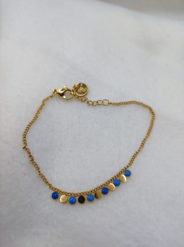 Bracelet en acier inoxydable doré et bleu