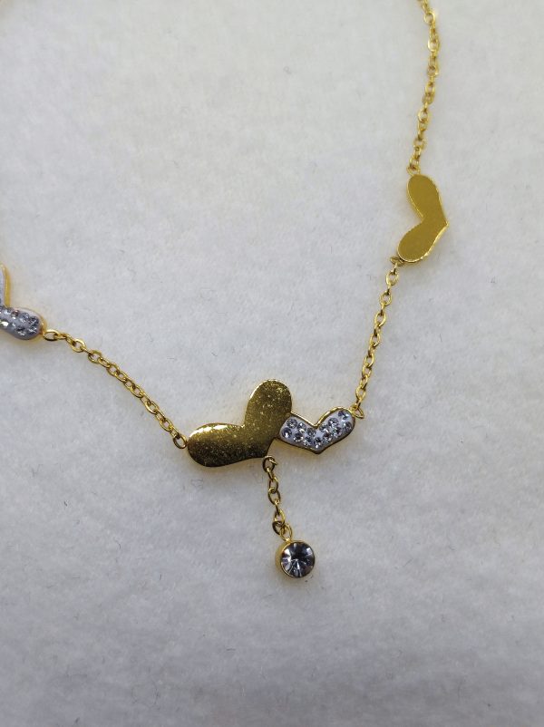 Bracelet en acier inoxydable coeur et strass
