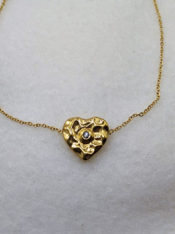 Bracelet en acier inoxydable avec strass et coeur