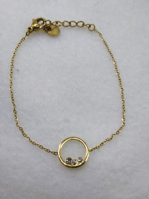 Bracelet en acier inoxydable avec trois strass au centre