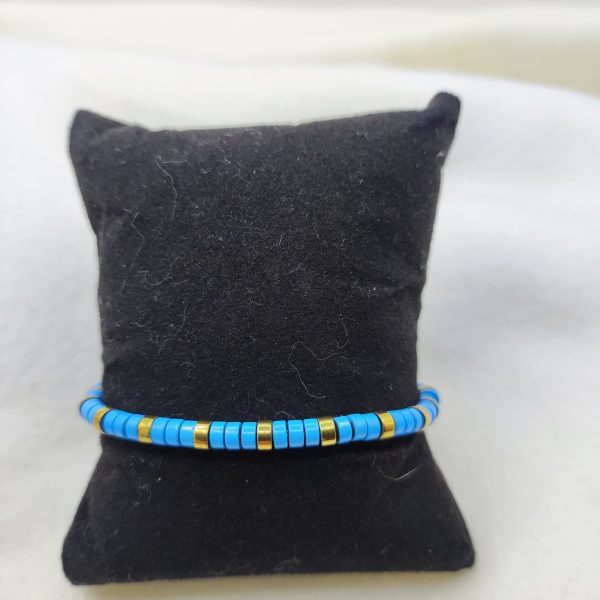 Bracelet perles doré et bleu