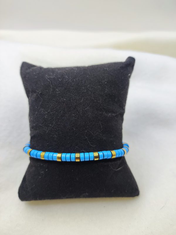 Bracelet perles doré et bleu