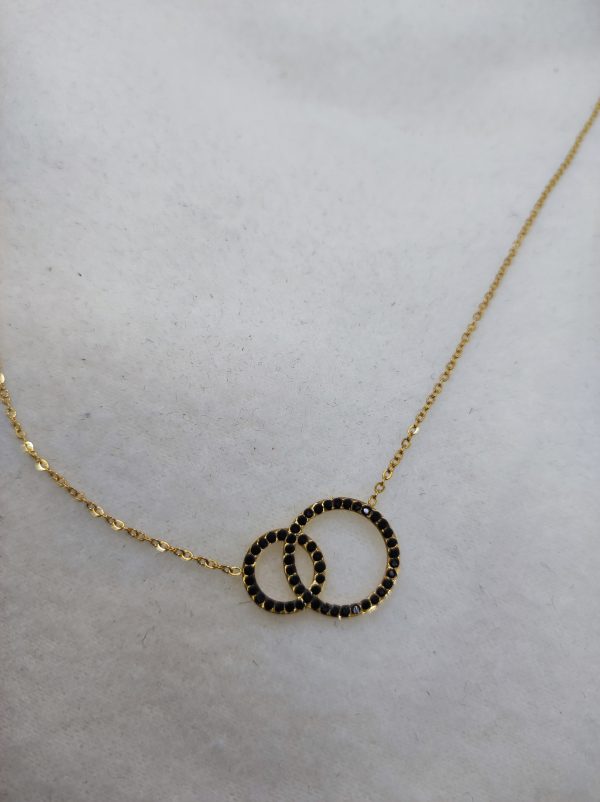 Collier en acier inoxydable strass noir