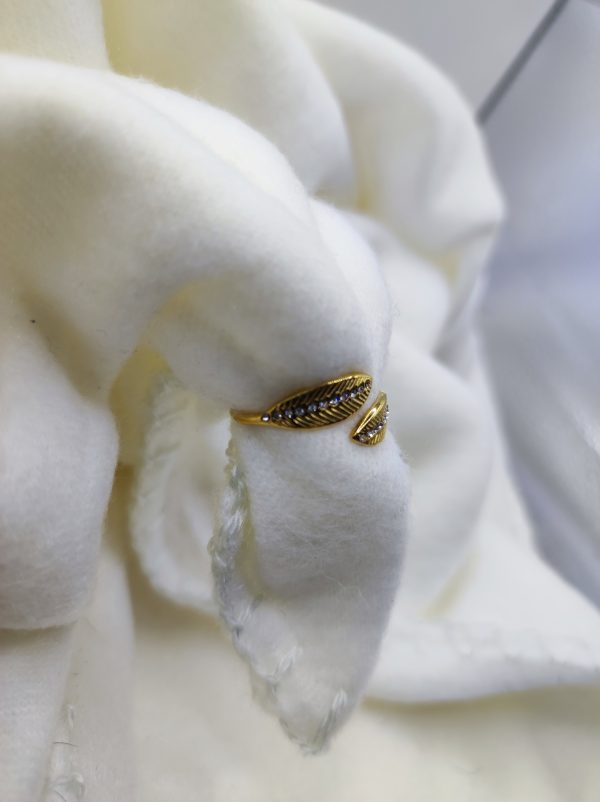 Bague en acier inoxydable plume