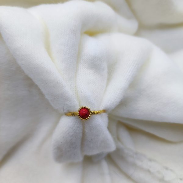 Bague en acier inoxydable perle rouge