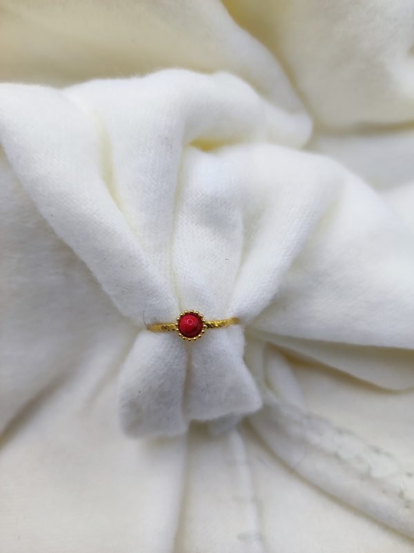 Bague en acier inoxydable perle rouge