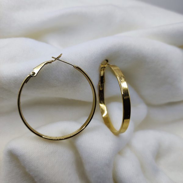 Boucles d'oreilles créoles plates en acier inoxydable