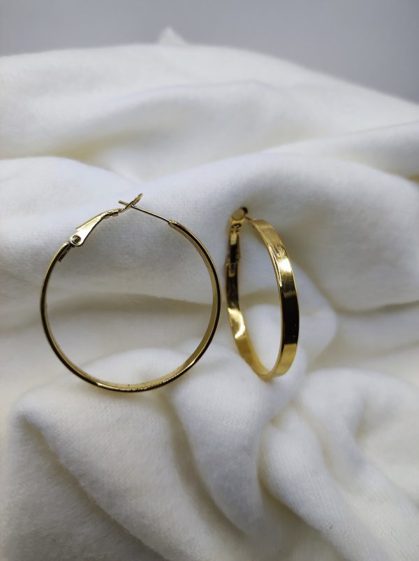 Boucles d'oreilles créoles plates en acier inoxydable