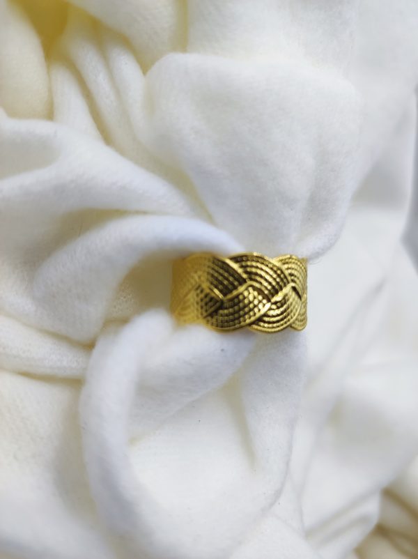 Bague en acier inoxydable doré et épaisse