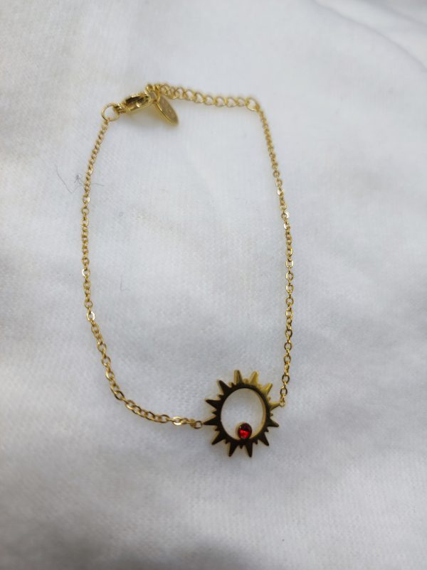 Bracelet en acier inoxydable doré soleil