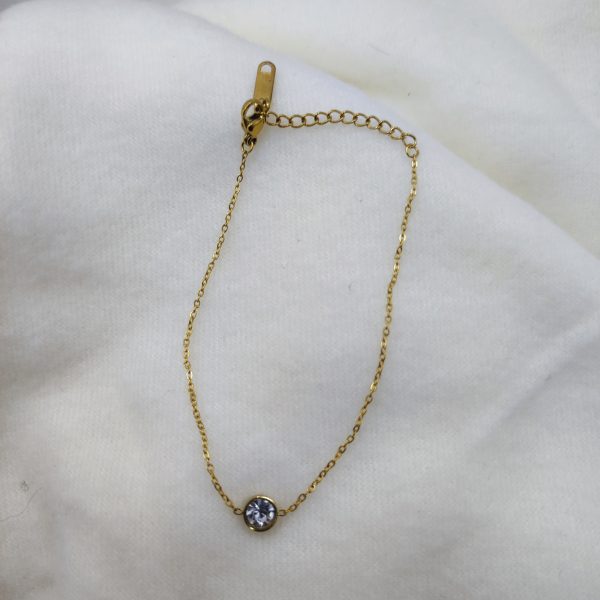Bracelet en acier inoxydable simple avec un strass