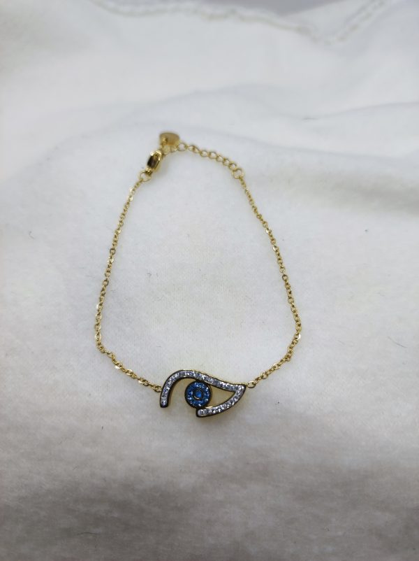 Bracelet en acier inoxydable strass bleu