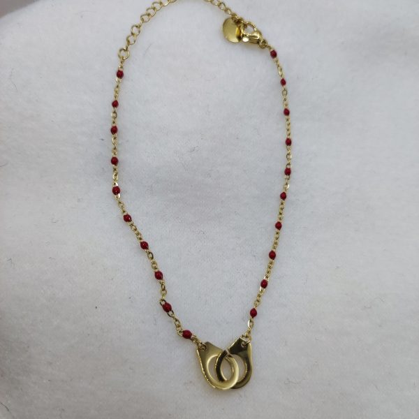 Bracelet cheville en acier inoxydable rouge