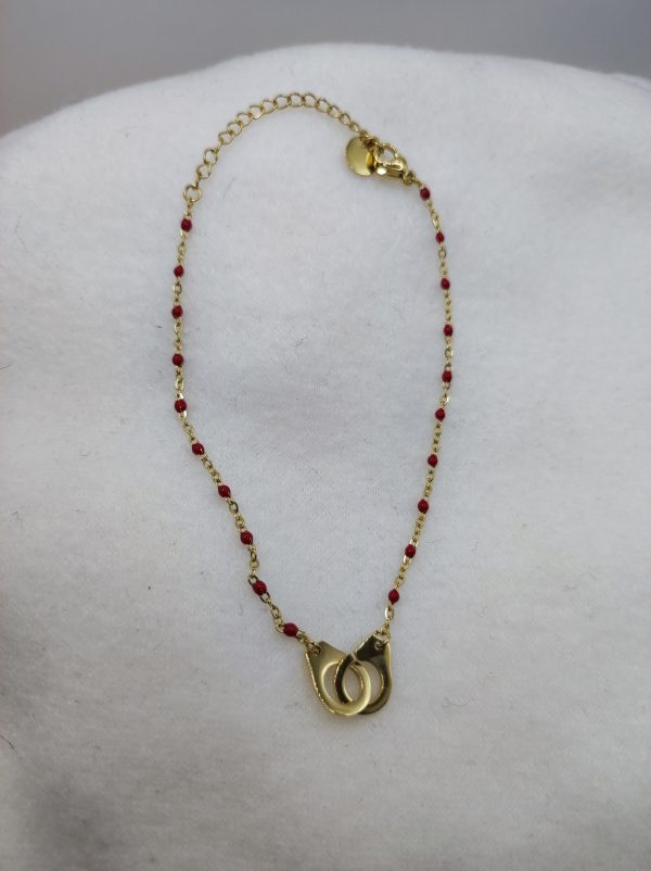 Bracelet cheville en acier inoxydable rouge