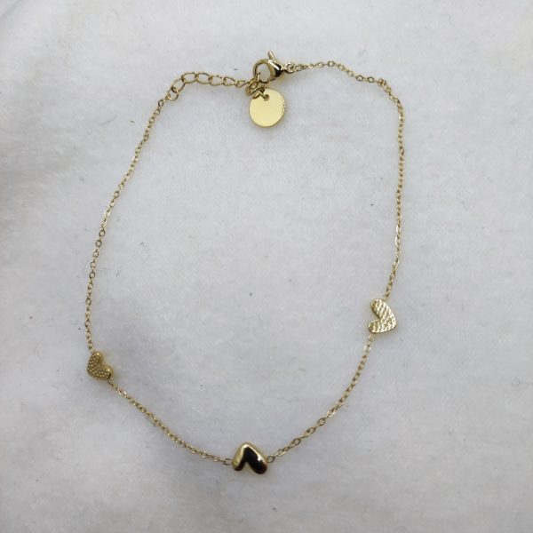 Bracelet cheville en acier inoxydable coeur