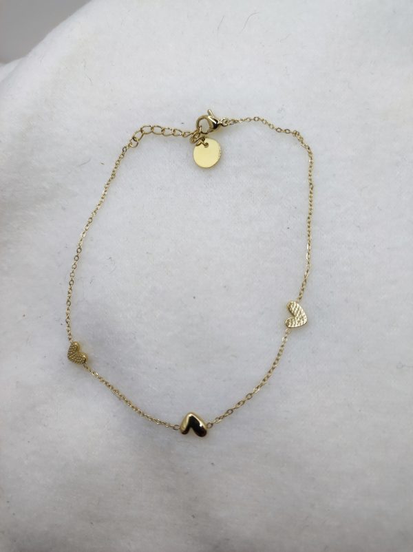 Bracelet cheville en acier inoxydable coeur