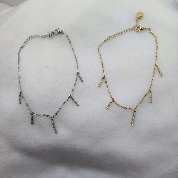 Bracelet cheville en acier inoxydable avec strass
