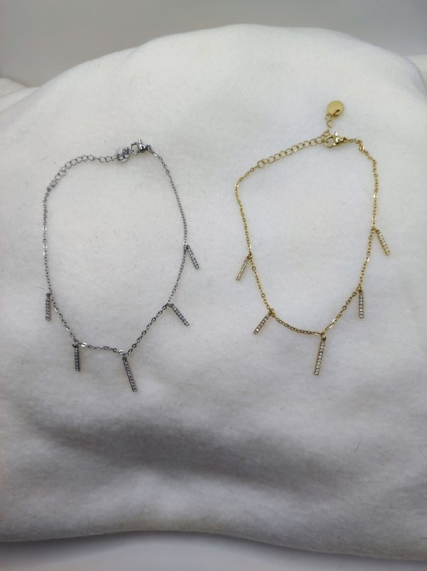 Bracelet cheville en acier inoxydable avec strass