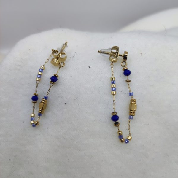 Boucles d'oreilles en acier inoxydable bleu