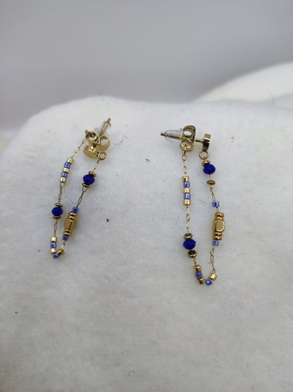 Boucles d'oreilles en acier inoxydable bleu