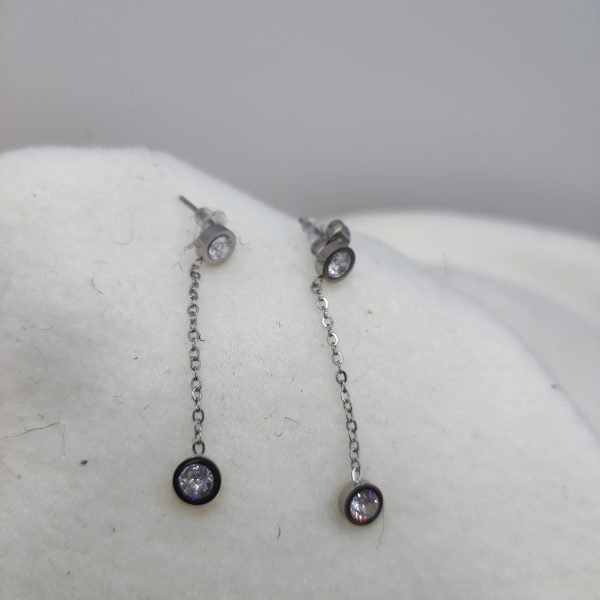 Longues boucles d'oreilles en acier inoxydable argenté