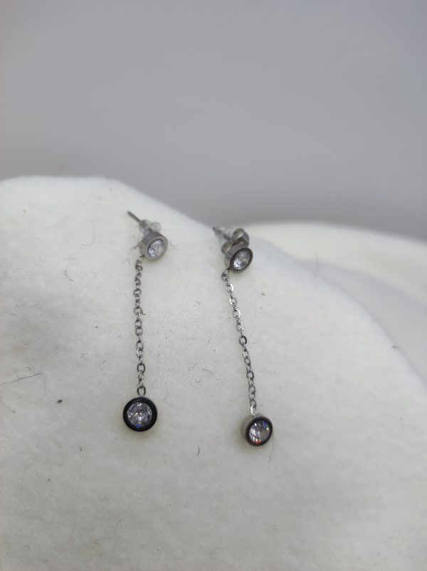 Longues boucles d'oreilles en acier inoxydable argenté