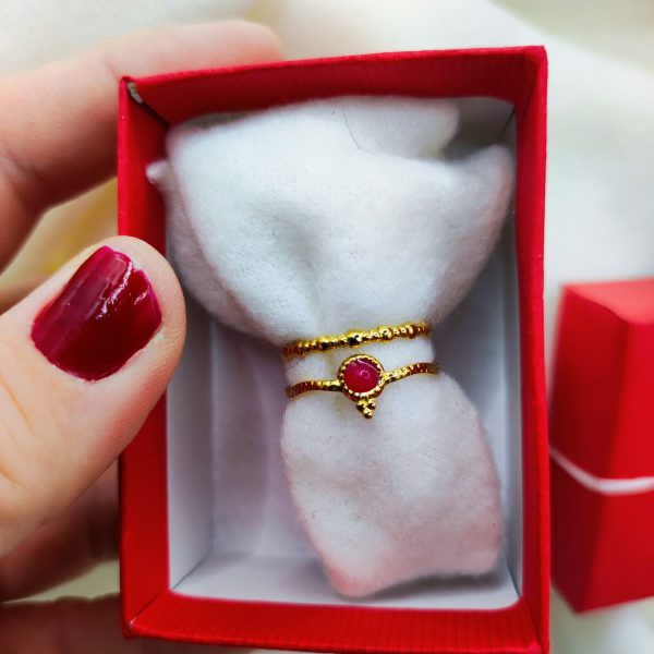 Bague en acier inoxydable rouge