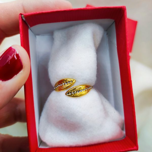 Bague en acier inoxydable en forme de plume