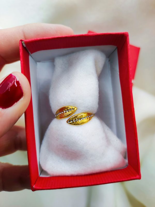 Bague en acier inoxydable en forme de plume