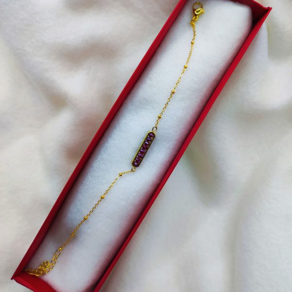 Bracelet en acier inoxydable perles rouge