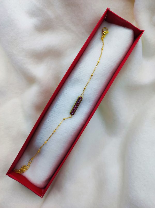 Bracelet en acier inoxydable perles rouge