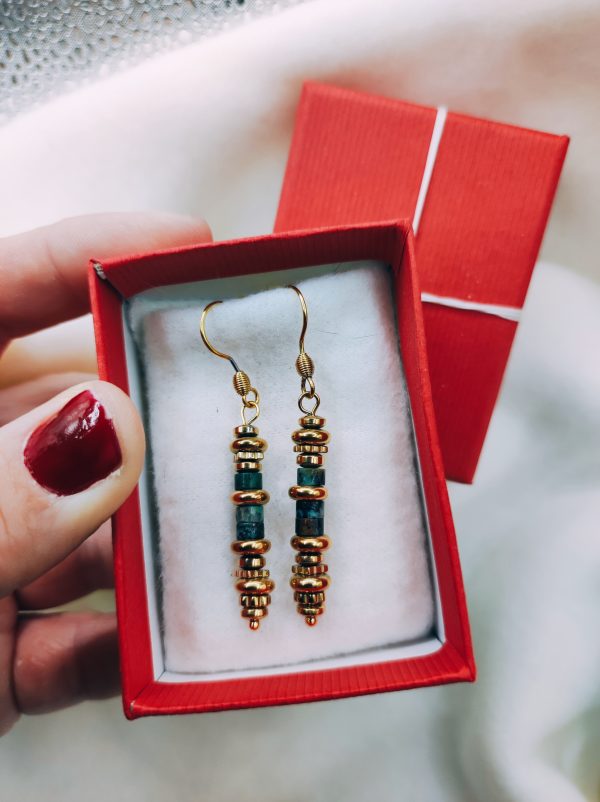 Boucles d'oreilles en acier inoxydable vertes