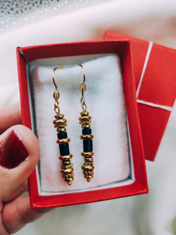Boucles d'oreilles en acier inoxydable noir
