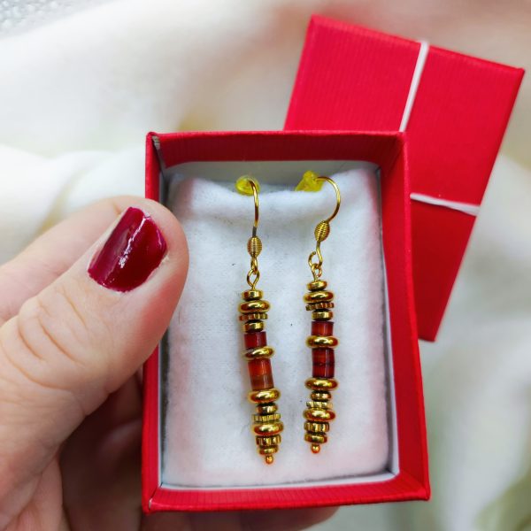 Boucles d'oreilles en acier inoxydable rouge