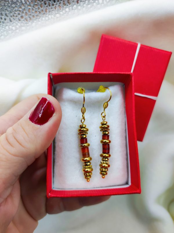 Boucles d'oreilles en acier inoxydable rouge