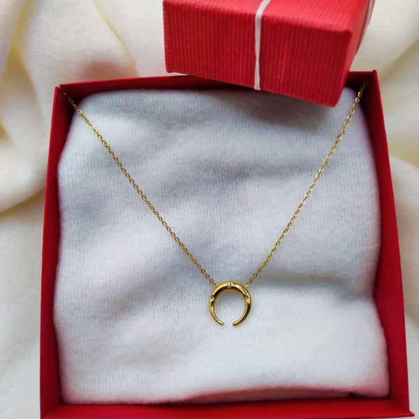 Collier en acier inoxydable en forme de lune