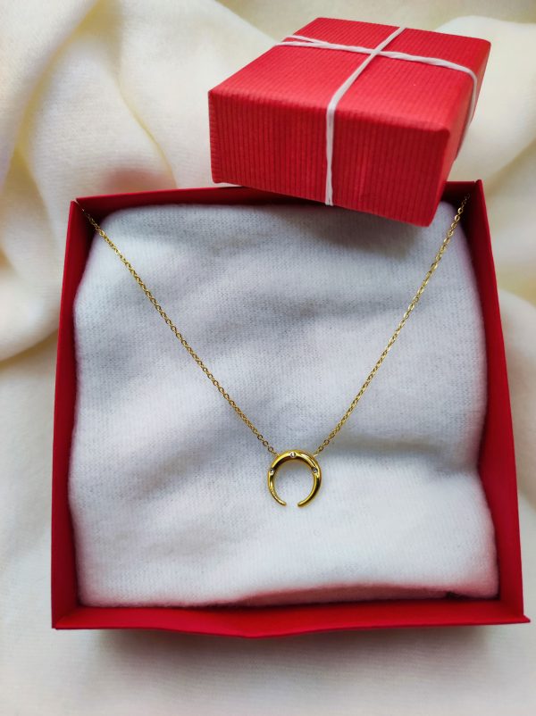 Collier en acier inoxydable en forme de lune