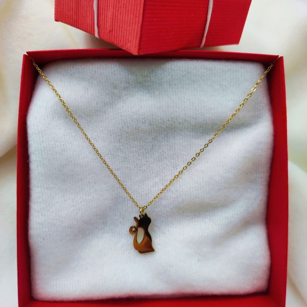 Collier en acier inoxydable en forme de chat