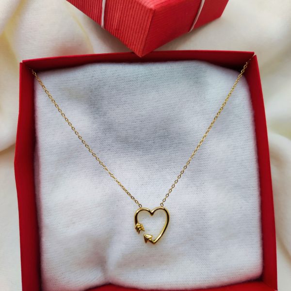 Collier en acier inoxydable en forme de coeur